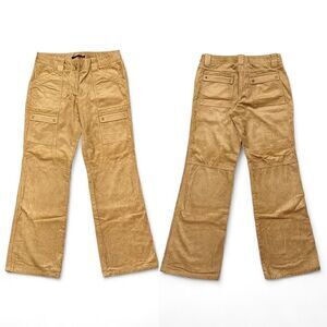 Elie Tahari Tan Sheen Corduroy Cargo Pants Sz 6 Gorpcore Utiility Fall Autumn